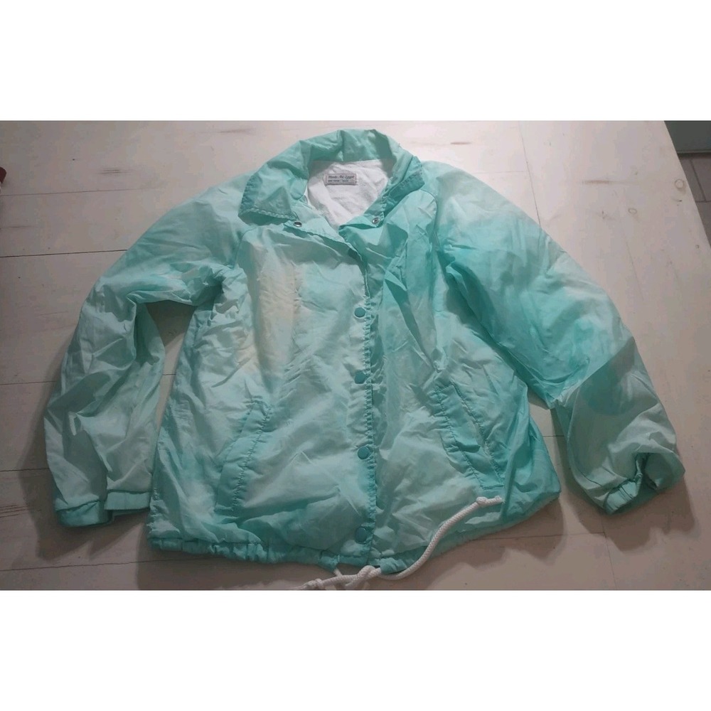 Snap‎ Front Teal & White Tie Die Windbreaker Size Small
